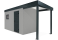 GARDEON® Gartenhaus mit Hörmann-Tür und Fenster und überdachtem Bereich